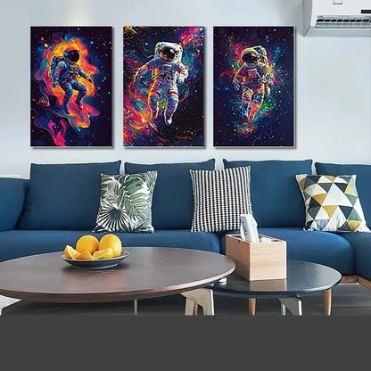 3pcs Brant Astronauts in Cosmic Scenes  Wall Art Canvas Framed 40x60cm - High Quality Print 100% Australian Made Wall Canvas Ready to Hang - Bella Home Decor
