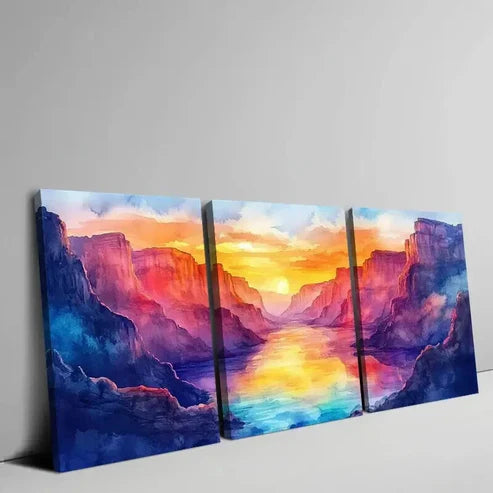 3pcs Colorful Grand Canyon Sunset Landscape Wall Art Canvas Unframed - High Quality Print 100% Australian Made Wall Canvas - Bella Home Decor