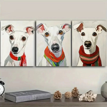 3pcs Dog Portraits with Scarf Wall Art Metal Print Ready to Hang Art - Bella Home Decor