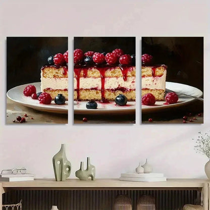 3pcs Cake Dessert Food Delicious Perfect Wall Art Set Canvas Framed 60x90cm - High Quality Print 100% Australian Made Wall Canvas Ready to Hang - Bella Home Decor