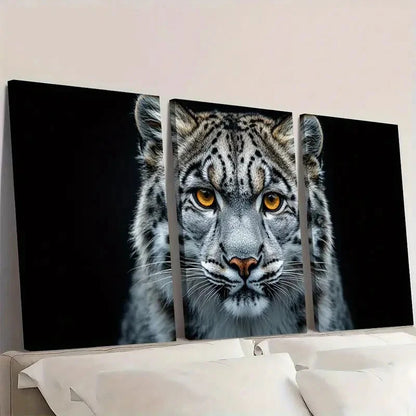 3pcs Snow Leopard Wildlife Animal Wall Art Set Canvas Framed 40x60cm - High Quality Print 100% Australian Made Wall Canvas Ready to Hang