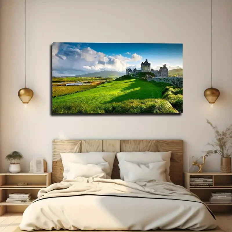 Castle On The Prairie Wall Art Canvas Office Home Room Framed 120x60cm