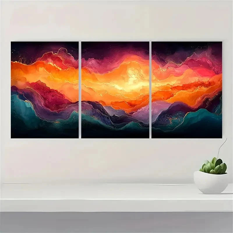 3pcs   Colorful Abstract Painting  SP  Wall Art Set Canvas Framed 40x60cm - High Quality Print 100% Australian Made Wall Canvas Ready to Hang - Bella Home Decor
