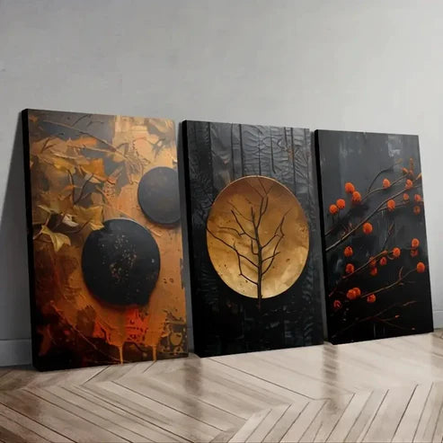 3pcs Moon and Nature Inpired MN Wall Art Canvas Framed 40x60cm - High Quality Print 100% Australian Made Wall Canvas Ready to Hang