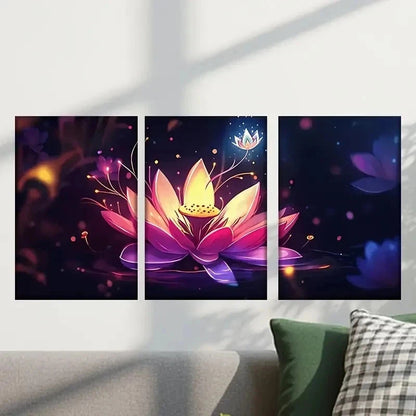 3pcs Abstract Lotus Flower Decoration Wall Art Set Canvas Framed 50x70cm - High Quality Print 100% Australian Made Wall Canvas Ready to Hang - Bella Home Decor