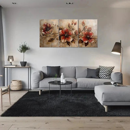 3pcs Abstract Flower Modern Painting Metal Print Ready to Hang Art - Bella Home Decor
