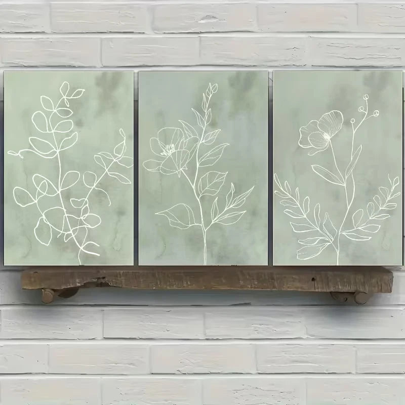 3pcs Featuring Flowers Wall Art Set Canvas Framed 60x90cm - High Quality Print 100% Australian Made Wall Canvas Ready to Hang