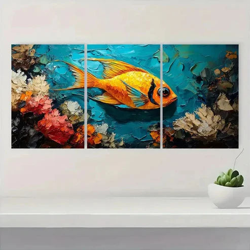 3pcs Fish Painting Coral Underwater A Wall Art Set Canvas Unframed - High Quality Print 100% Australian Made Wall Canvas