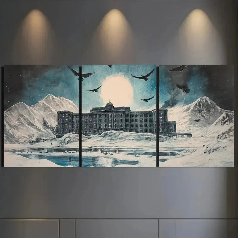 3pcs Winter Aurora Borealis Hotel WABH   Wall Art Canvas Framed 40x60cm - High Quality Print 100% Australian Made Wall Canvas Ready to Hang - Bella Home Decor