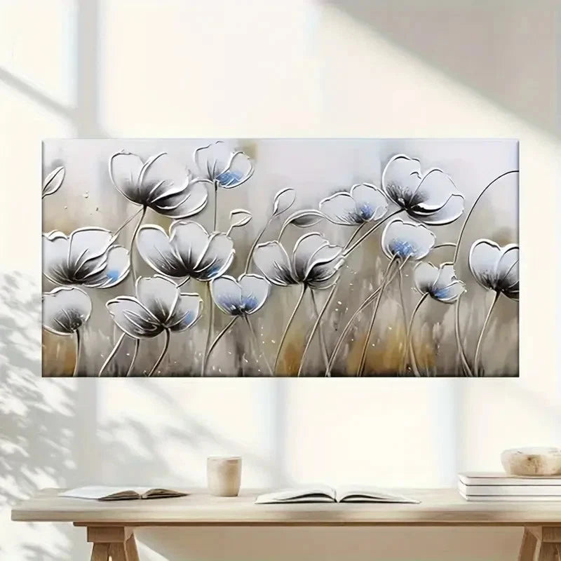 Floral Field Abstract Wall Art Canvas Office Home Room Framed 120x60cm