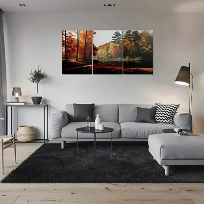 3pcs Autumn Forest Nature Landscape Metal Print Ready to Hang Art - Bella Home Decor