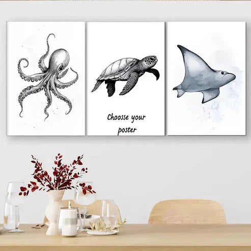 3 PCS Marine Life Triptych Wall Art Set Canvas Unframed - High Quality Print 100% Australian Made Wall Canvas