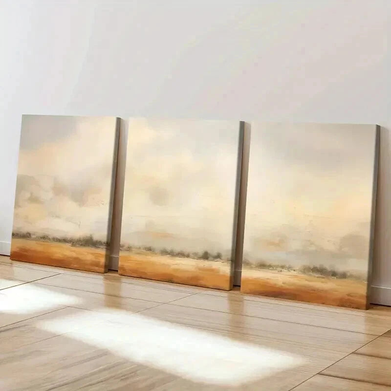 3pcs Desert Landscape Abstract Design Wall Art Set Canvas Framed 50x70cm - High Quality Print 100% Australian Made Wall Canvas Ready to Hang - Bella Home Decor