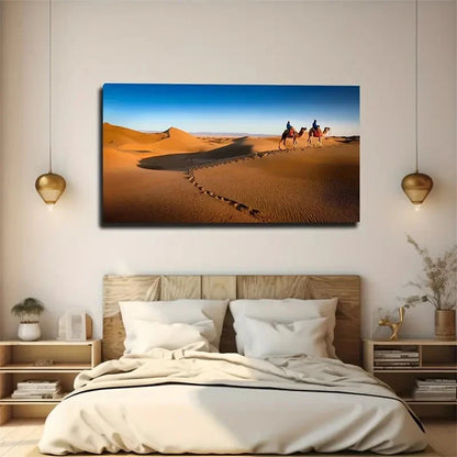 Camels And Footprints Wall Art Canvas Office Home Room Framed 120x60cm