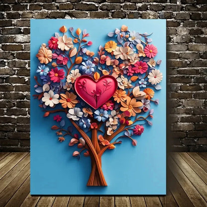 Beautiful Heart Blossoms Featuring Painting 40x60cm Metal Print Ready to Hang - Bella Home Decor