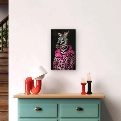 Zebra in Pink Coat   60x90cm Metal Print Ready to Hang