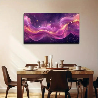 Vibrant Cosmic Nebula Purple Wall Art Canvas Office Home Room Framed 120x60cm - Bella Home Decor