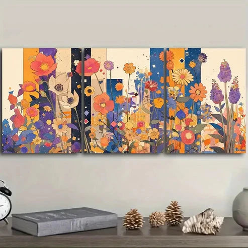 3pcs Flowers in clusters Wall Art Set Canvas Unframed - High Quality Print 100% Australian Made Wall Canvas - Bella Home Decor