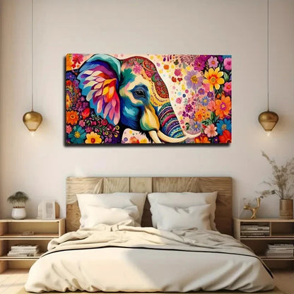 Elephant Head Colorful Wall Art Canvas Office Home Room Framed 120x60cm