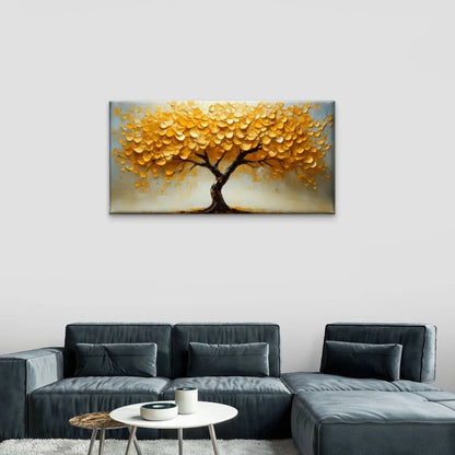Yellow Leaves Abstract Wall Art Canvas Office Home Room Framed 120x60cm
