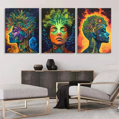 3pcs Mystical Tree of Life and Human Wall Art Canvas Unframed - High Quality Print 100% Australian Made Wall Canvas