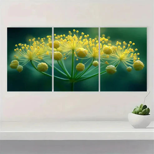 3pcs Fennel Flower Fennel Flower Painting Wall Art Canvas Unframed - High Quality Print 100% Australian Made Wall Canvas