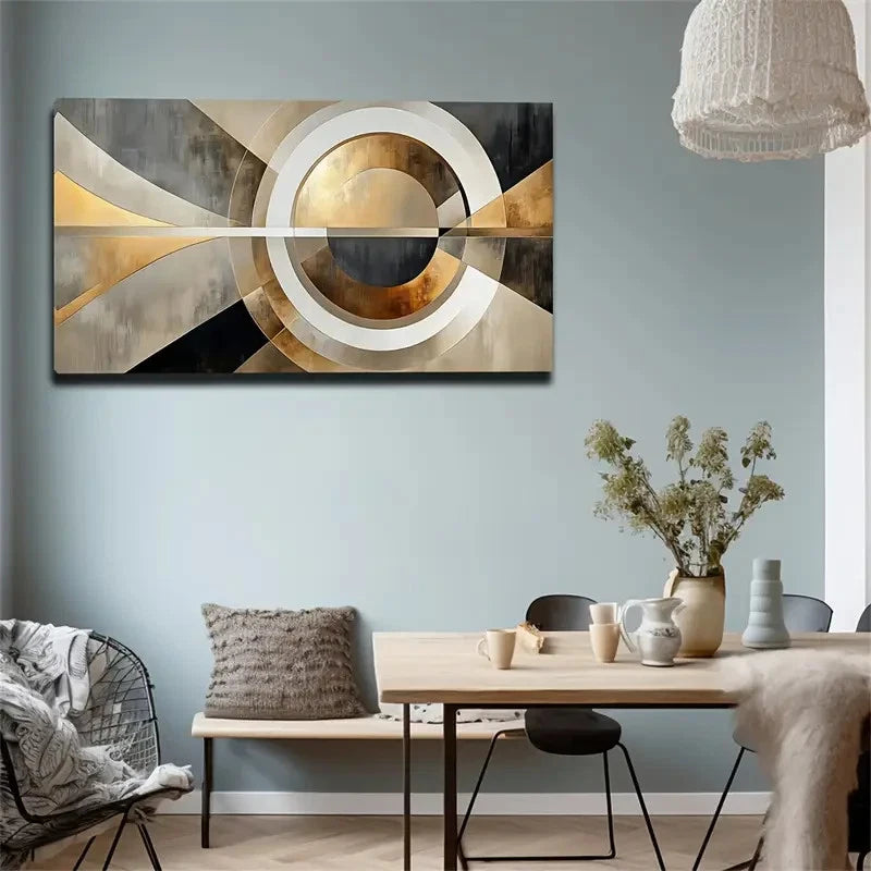 Geometric Shapes Metal Modern Wall Art Canvas Office Home Room Framed 120x60cm