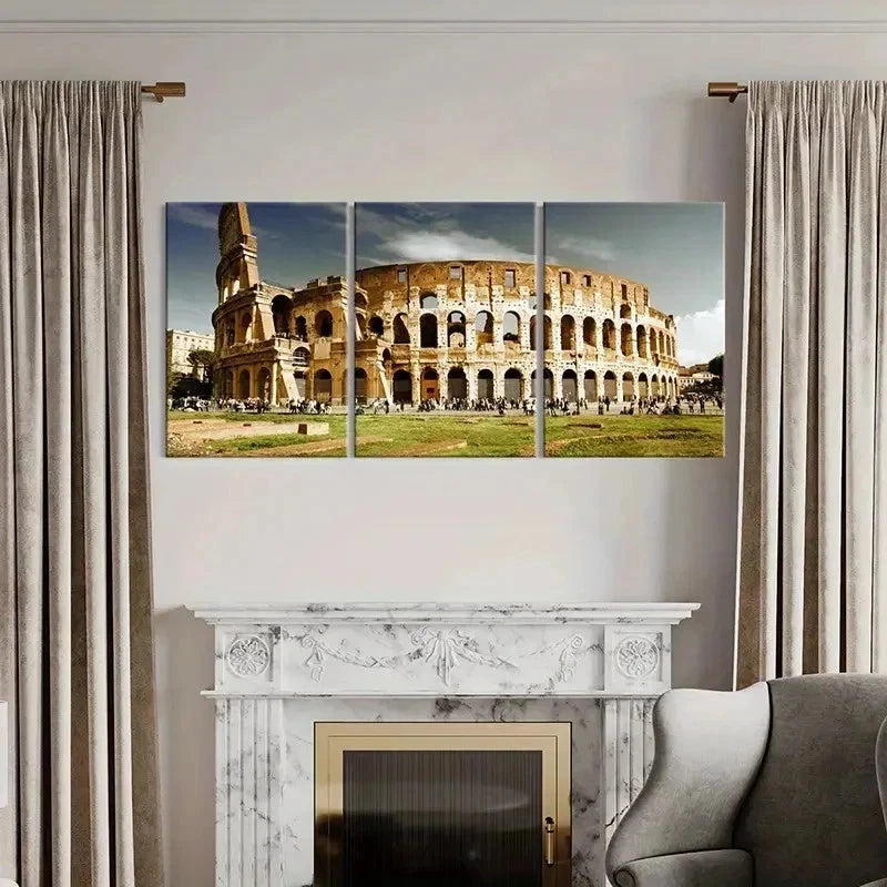 3pcs Rome Colosseum Modern Decoration Wall Art Set Canvas Framed 40x60cm - High Quality Print 100% Australian Made Wall Canvas Ready to Hang