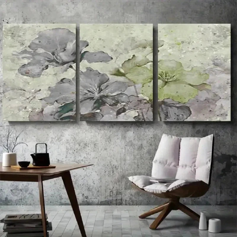3pcs Serene Abstract Watercolor Floral Wall Art Set Canvas Framed 60x90cm - High Quality Print 100% Australian Made Wall Canvas Ready to Hang