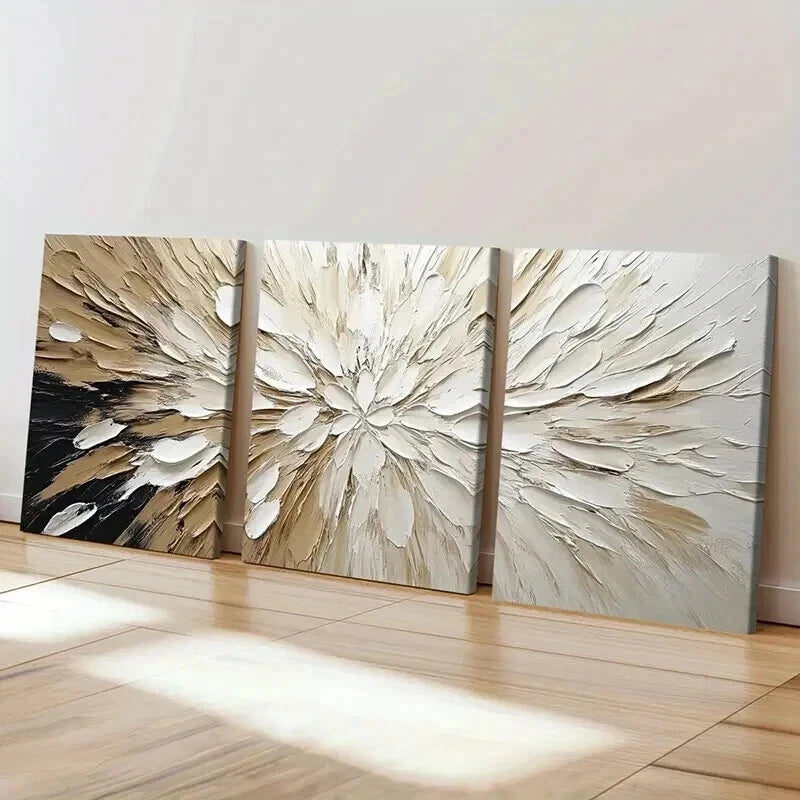 3pcs Abstract Floral Art Neutral Colors Wall Art Set Canvas Framed 40x60cm - High Quality Print 100% Australian Made Wall Canvas Ready to Hang - Bella Home Decor