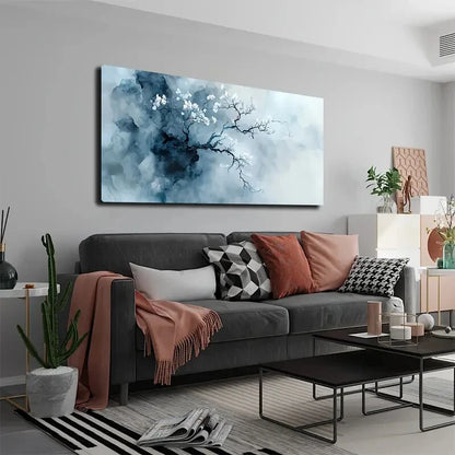 Ink Branches And Plain White Wall Art canvas office home room framed 120x60cm - Bella Home Decor