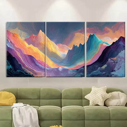 3pcs Abstract Mountain Landscape Metal Print Ready to Hang Art - Bella Home Decor