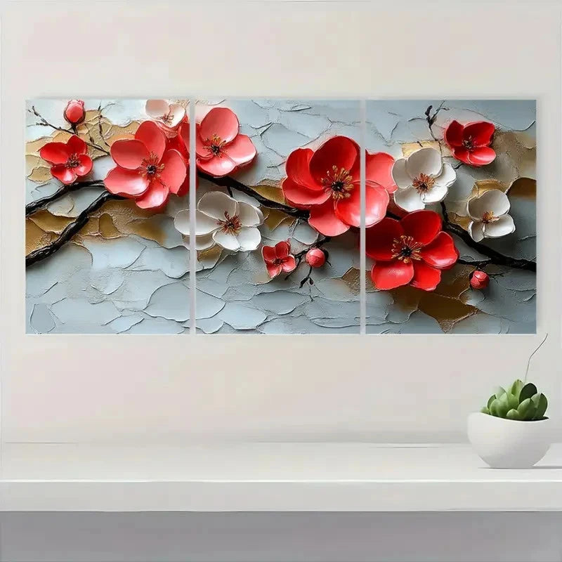 3pcs Blossom Painting Texture Floral  TF   Wall Art Set Canvas Framed 60x90cm - High Quality Print 100% Australian Made Wall Canvas Ready to Hang - Bella Home Decor