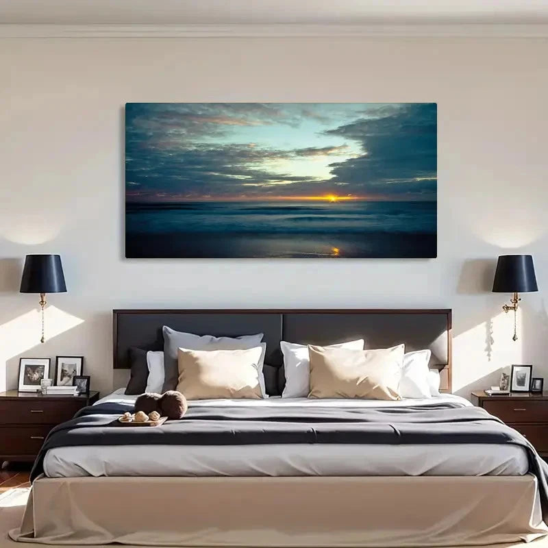 Sunrise Serene Ocean Décor Wall Art Canvas Office Home Room Framed 120x60cm