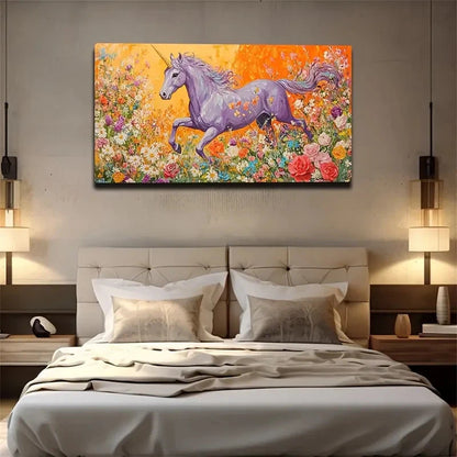 Dreamy Unicorn In Vibrant Wall Art Canvas Office Home Room Framed 120x60cm