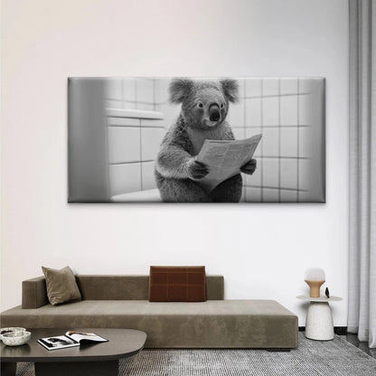 Koala Reading Newspaper Wall Art Canvas Office Home Room Framed 120x60cm