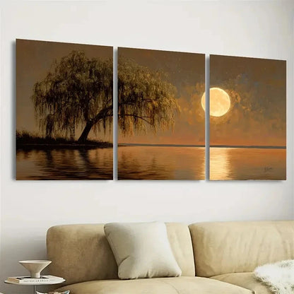 3pcs Mystical Night Sky Over Tree Surreal Wall Art Set Canvas Framed 50x70cm - High Quality Print 100% Australian Made Wall Canvas Ready to Hang