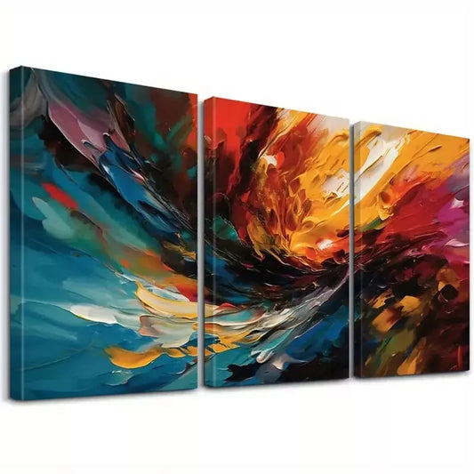 3pcs Graffiti Vibrant Abstract & Minimalist Wall Art Set Canvas Framed 50x70cm - High Quality Print 100% Australian Made Wall Canvas Ready to Hang
