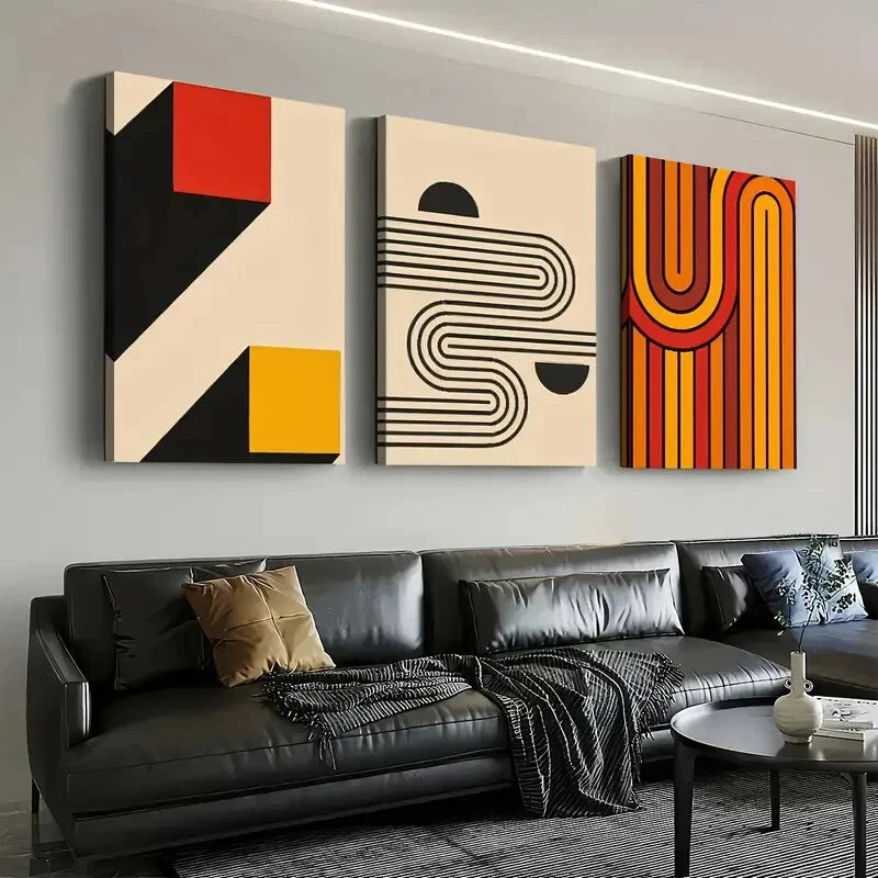 3pcs Bohemian Modern Fashion Line Perfect Wall Art Set Canvas Framed 40x60cm - High Quality Print 100% Australian Made Wall Canvas Ready to Hang - Bella Home Decor