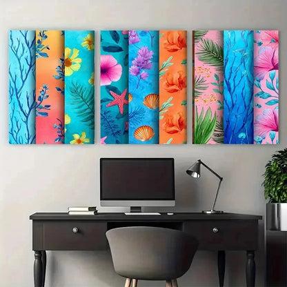 3pcs Vibrant Watercolor Beach Scene Perfect Wall Art Set Canvas Framed 50x70cm - High Quality Print 100% Australian Made Wall Canvas Ready to Hang