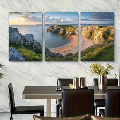 3pcs Discover The Allure Of Gower Perfect Wall Art Set Canvas Framed 50x70cm - High Quality Print 100% Australian Made Wall Canvas Ready to Hang - Bella Home Decor