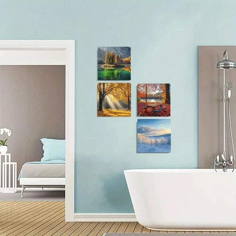 4pcs Four Seasons Landscape Wall Art Canvas  Framed - Bella Home Decor