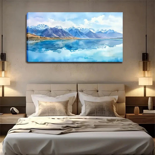 Minimalist Mountain Lake Wall Art Canvas Office Home Room Framed 120x60cm