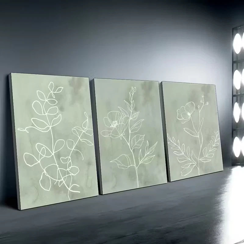 3pcs Featuring Flowers Wall Art Set Canvas Framed 50x70cm - High Quality Print 100% Australian Made Wall Canvas Ready to Hang