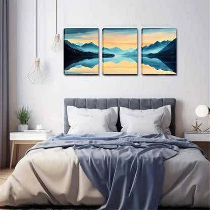 3pcs Verdant Hillside Romantic Style Wall Art Set Canvas Unframed - High Quality Print 100% Australian Made Wall Canvas