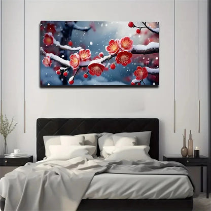 Blossoms Red Plum Creative Wall Art Canvas Office Home Room Framed 120x60cm