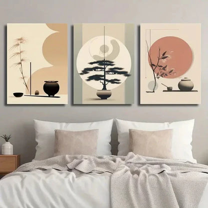 3pcs Vintage Potted Plants and Trees  Wall Art Set Canvas Unframed - High Quality Print 100% Australian Made Wall Canvas