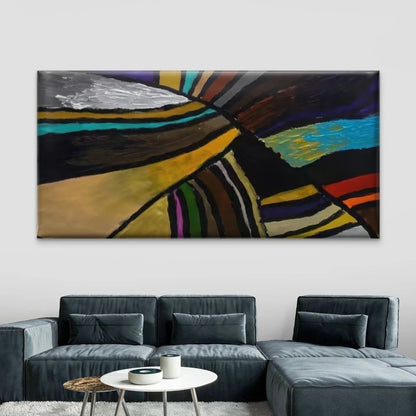 Abstract Multicolor Geometric Wall Art Canvas Office Home Room Framed 120x60cm