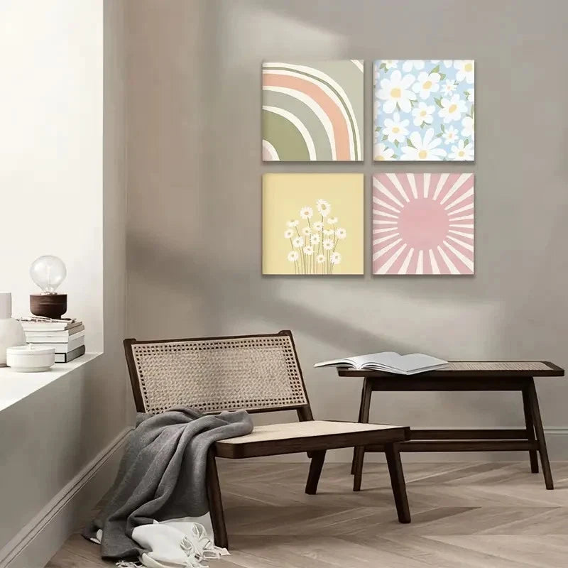 4pcs Wildflower Printable Art Wall Art Canvas Framed