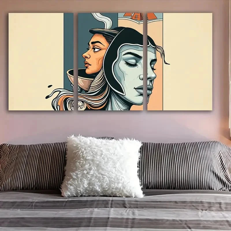 3pcs Few People Standing Wall Art Set Canvas Framed 40x60cm - High Quality Print 100% Australian Made Wall Canvas Ready to Hang
